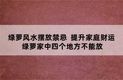 绿萝风水摆放禁忌  提升家庭财运 绿萝家中四个地方不能放